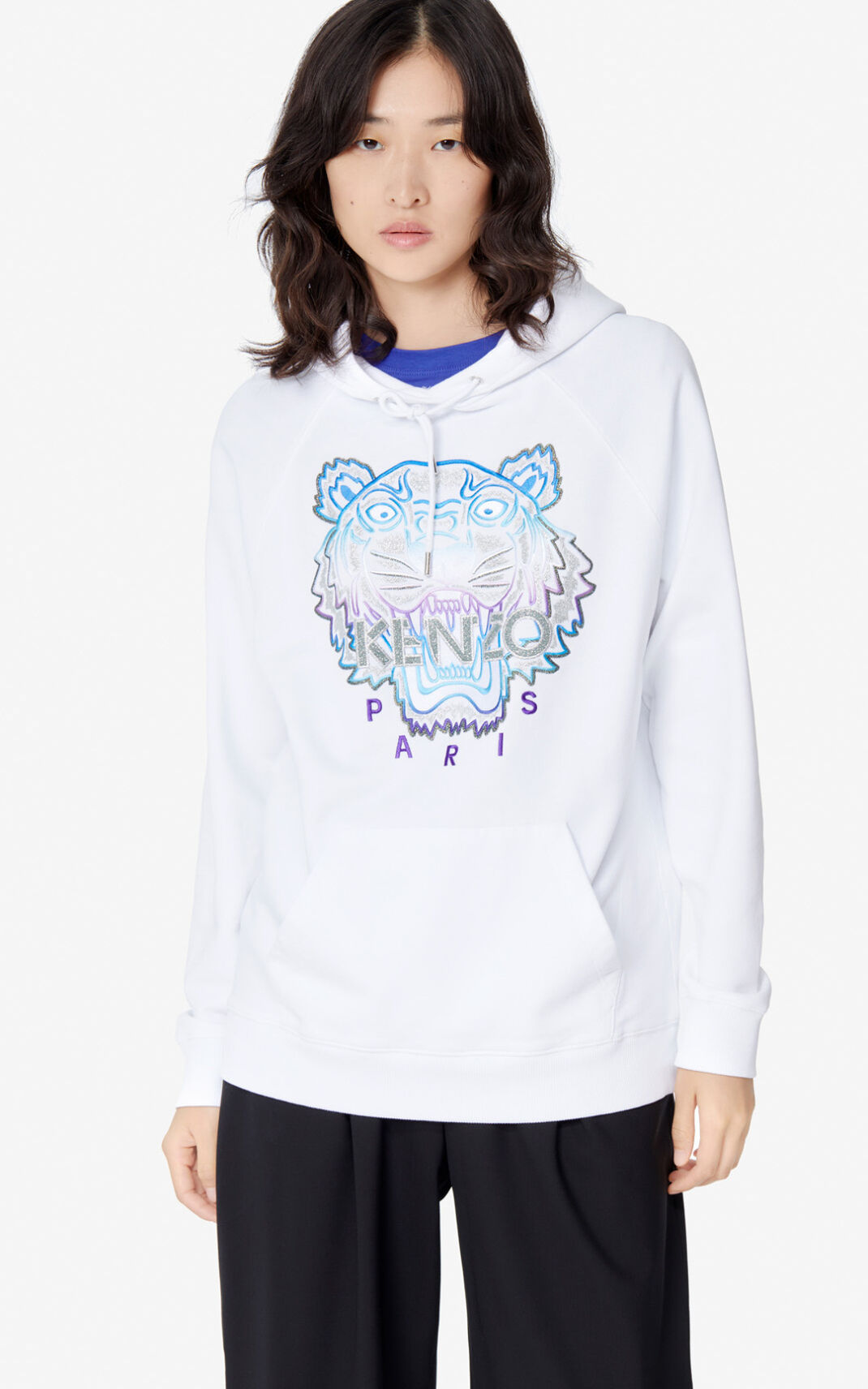 Kenzo Hooded Tiger Sudaderas Con Capucha Mujer Blancas | 4706538-ZX